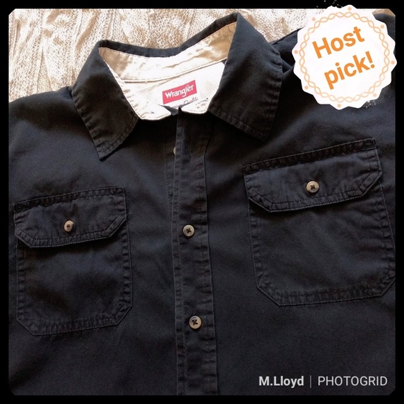 Wrangler Other - 🎉HP🎉 Wrangler black cotton button down shirt XL